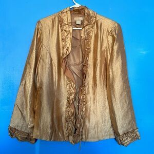 Wear It Women’s Gold Tie-Front Jacket Size 2 – Stylish Lightweight Long Sleeve